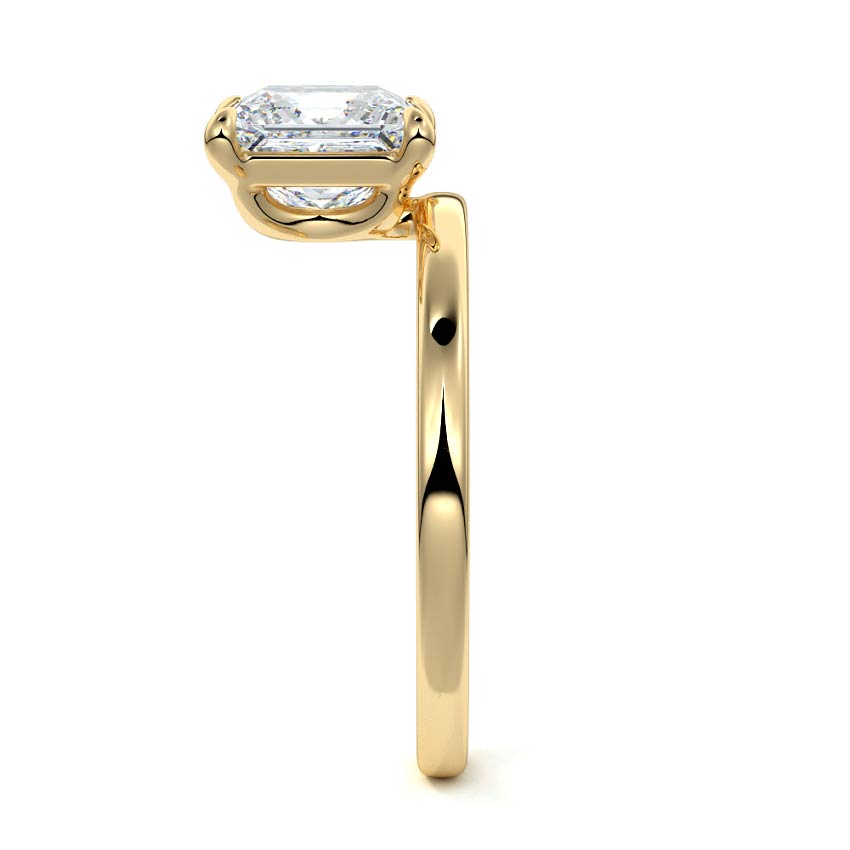 Yellow gold Princess Diamond Solitaire Engagement Ring with Low Profile Prong Setting