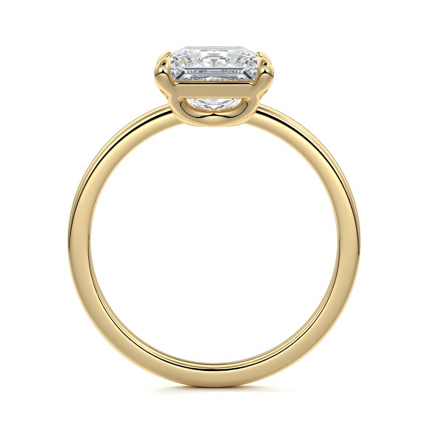 Yellow gold Princess Diamond Solitaire Engagement Ring with Low Profile Prong Setting