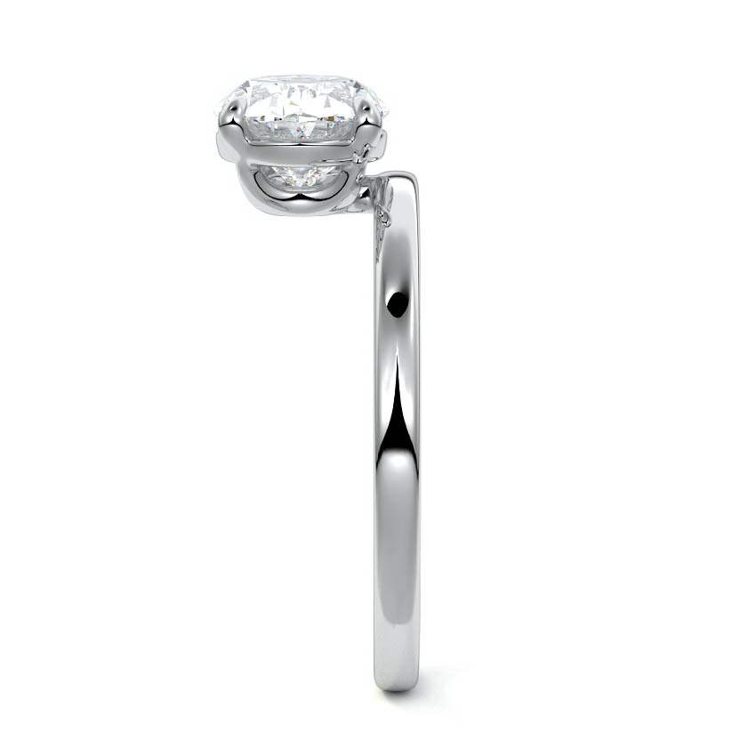White gold Oval Diamond Solitaire Engagement Ring with Low Profile Prong Setting