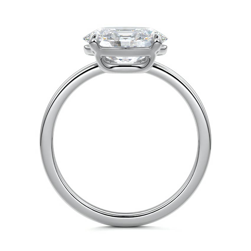 White gold Oval Diamond Solitaire Engagement Ring with Low Profile Prong Setting