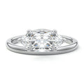 Silver Marquise Diamond Solitaire Engagement Ring with Low Profile Prong Setting