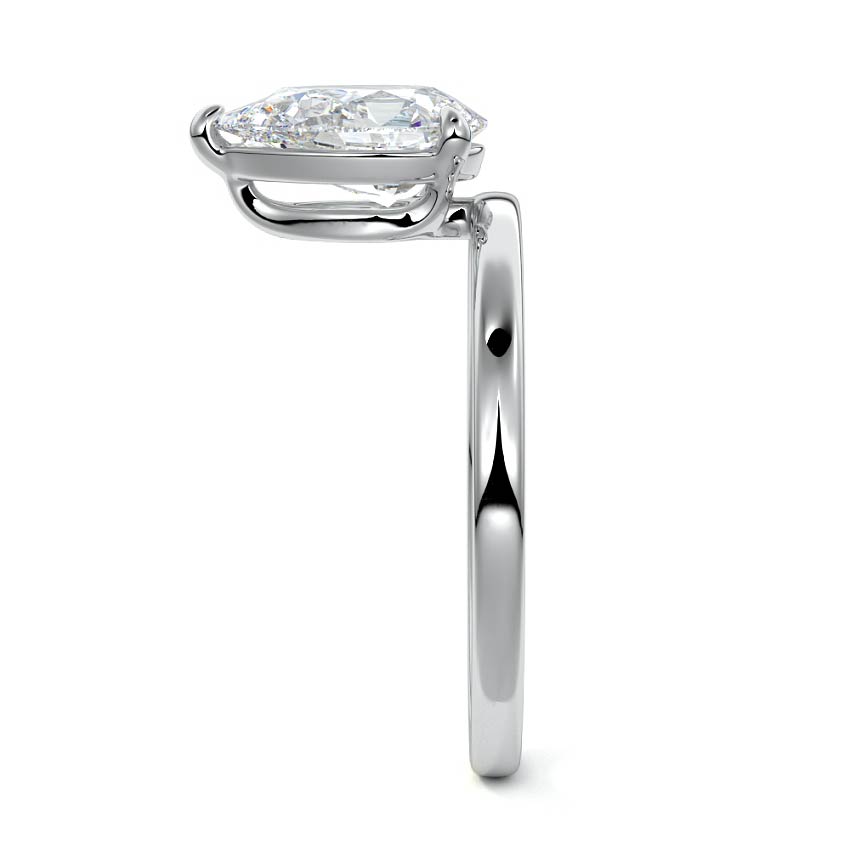 Platinum Pear Diamond Solitaire Engagement Ring with Low Profile Prong Setting