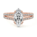 Rose gold Marquise Diamond Engagement Ring with Split Shank Cathedral Pave Band