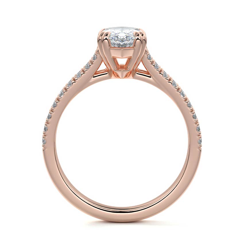 Rose gold Marquise Diamond Engagement Ring with Split Shank Cathedral Pave Band