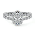 Platinum Oval Diamond Engagement Ring with Split Shank Cathedral Pave Band