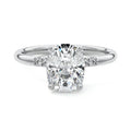 Platinum Cushion Diamond Hidden Halo Solitaire with Round Side Accents