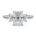 Platinum Radiant Diamond Side Stone Engagement Ring with Marquise Floral Accents