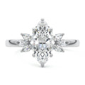 Platinum Marquise Diamond Side Stone Engagement Ring with Marquise Floral Accents