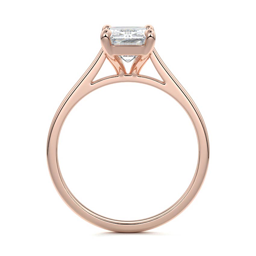 Rose gold Emerald Diamond Solitaire Engagement Ring with Cathedral Setting