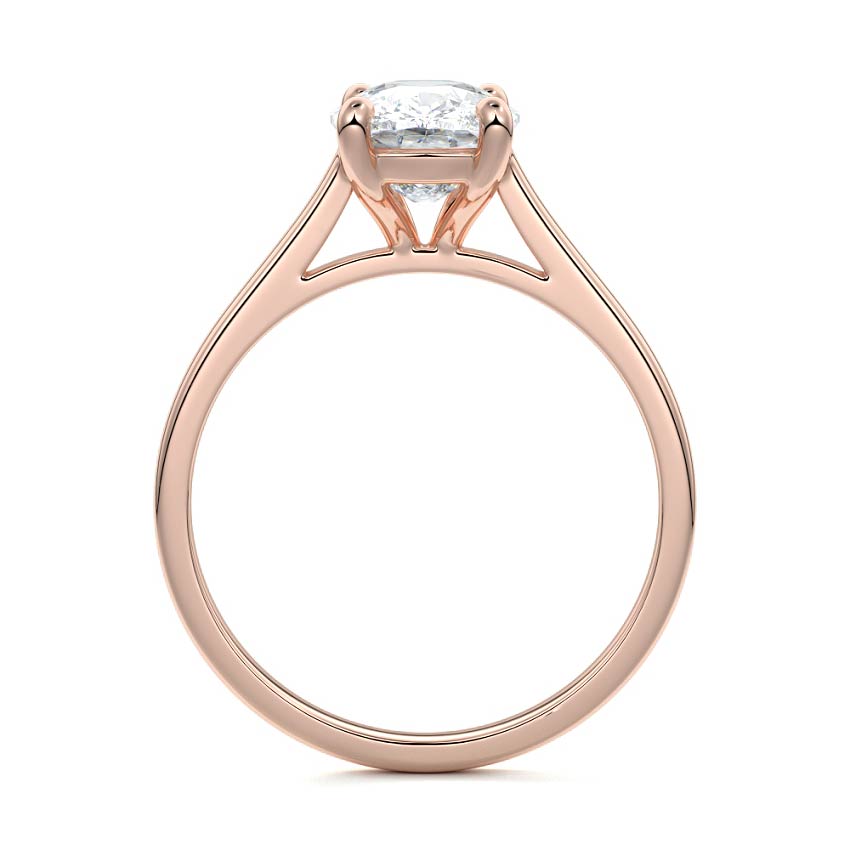 Rose gold Cushion Diamond Solitaire Engagement Ring with Cathedral Setting