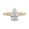 Yellow gold Pear Diamond Solitaire Engagement Ring with Cathedral Setting