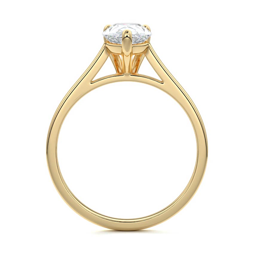 Yellow gold Pear Diamond Solitaire Engagement Ring with Cathedral Setting