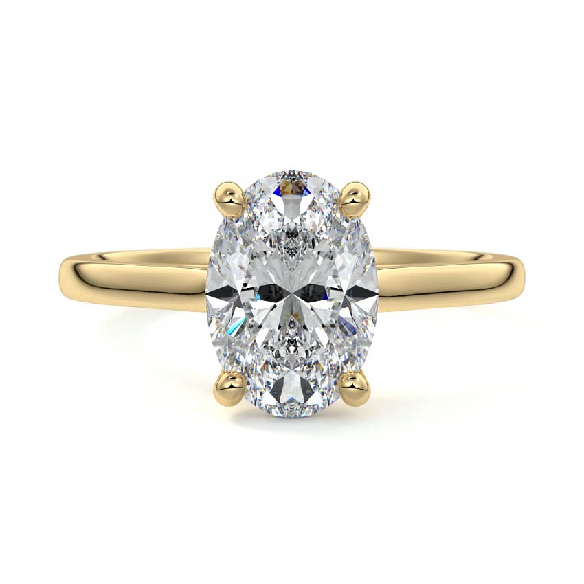 Yellow gold Oval Diamond Solitaire Engagement Ring with Cathedral Setting