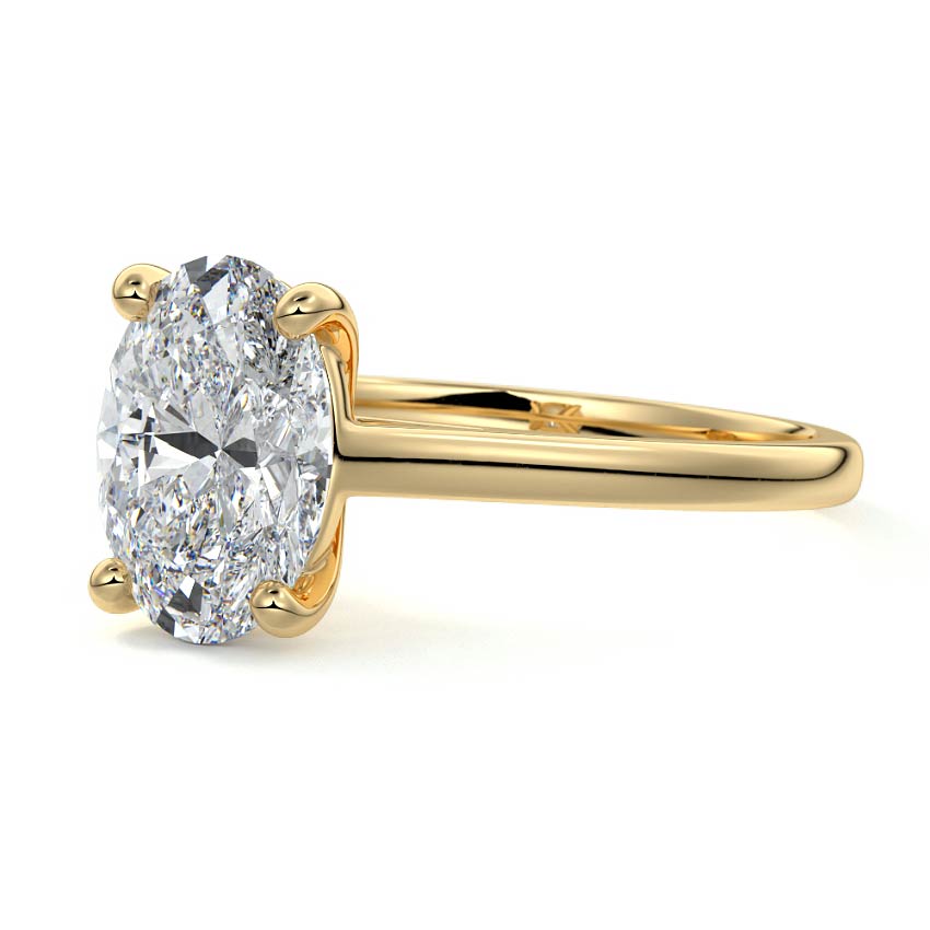 Yellow gold Oval Diamond Solitaire Engagement Ring with Cathedral Setting