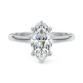 White gold Marquise Diamond Solitaire Engagement Ring with Cathedral Setting