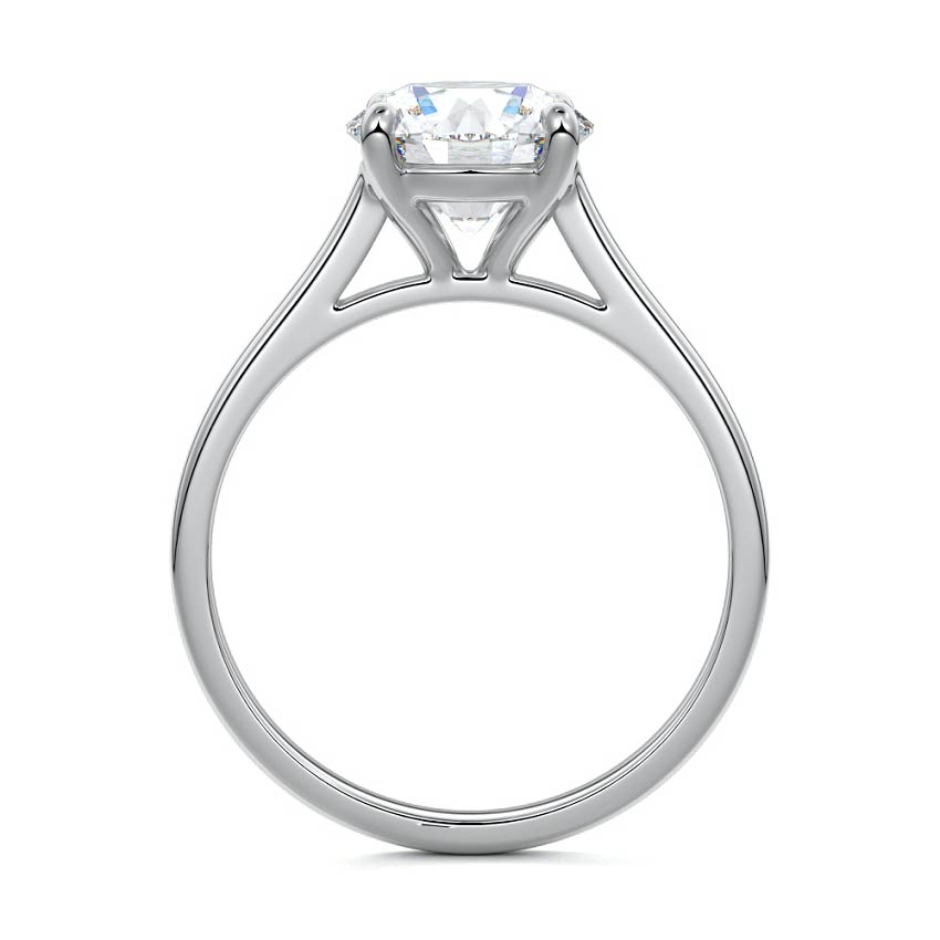 Platinum Round Diamond Solitaire Engagement Ring with Cathedral Setting