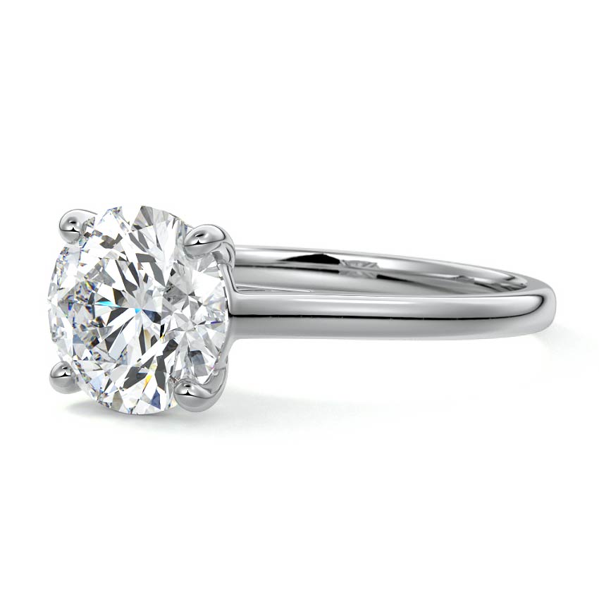 Platinum Round Diamond Solitaire Engagement Ring with Cathedral Setting