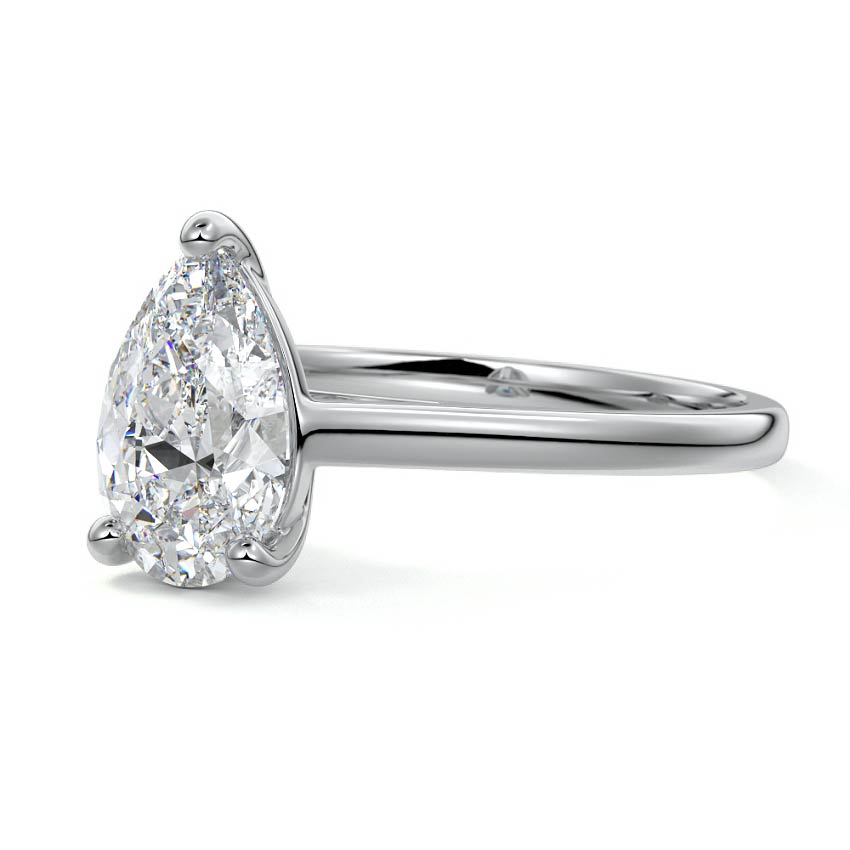 Platinum Pear Diamond Solitaire Engagement Ring with Cathedral Setting