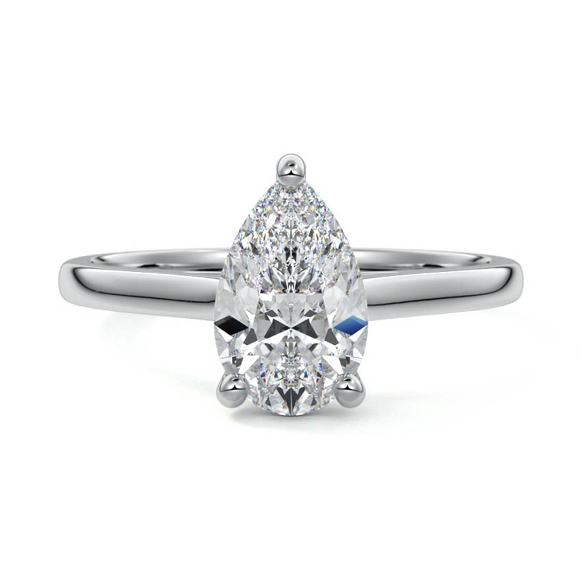 Platinum Pear Diamond Solitaire Engagement Ring with Cathedral Setting