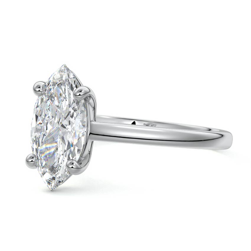Platinum Marquise Diamond Solitaire Engagement Ring with Cathedral Setting