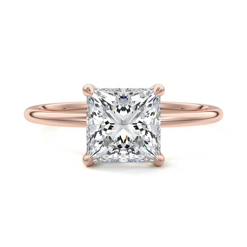 Rose gold Princess Diamond Hidden Halo Solitaire