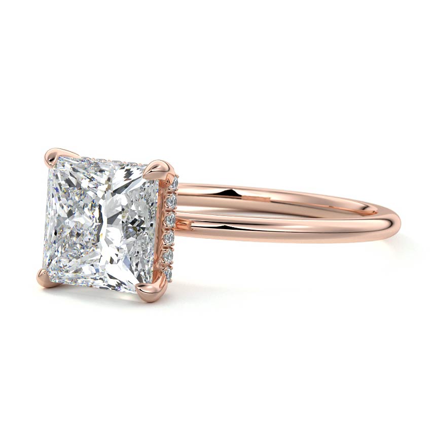 Rose gold Princess Diamond Hidden Halo Solitaire