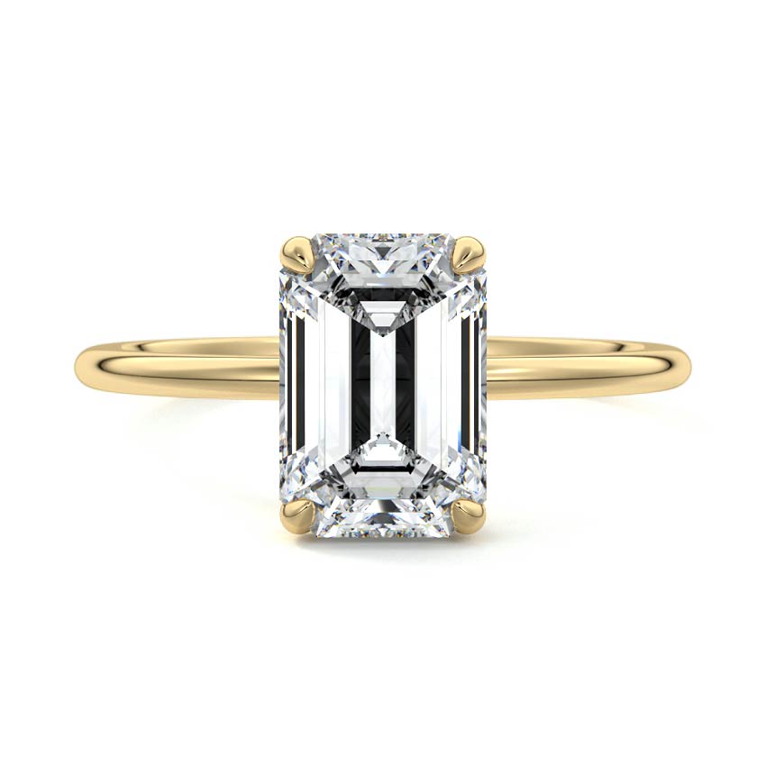 Yellow gold Emerald Diamond Hidden Halo Solitaire