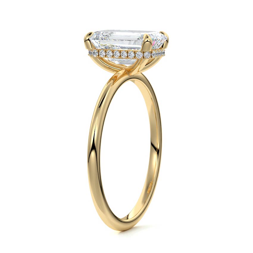 Yellow gold Emerald Diamond Hidden Halo Solitaire