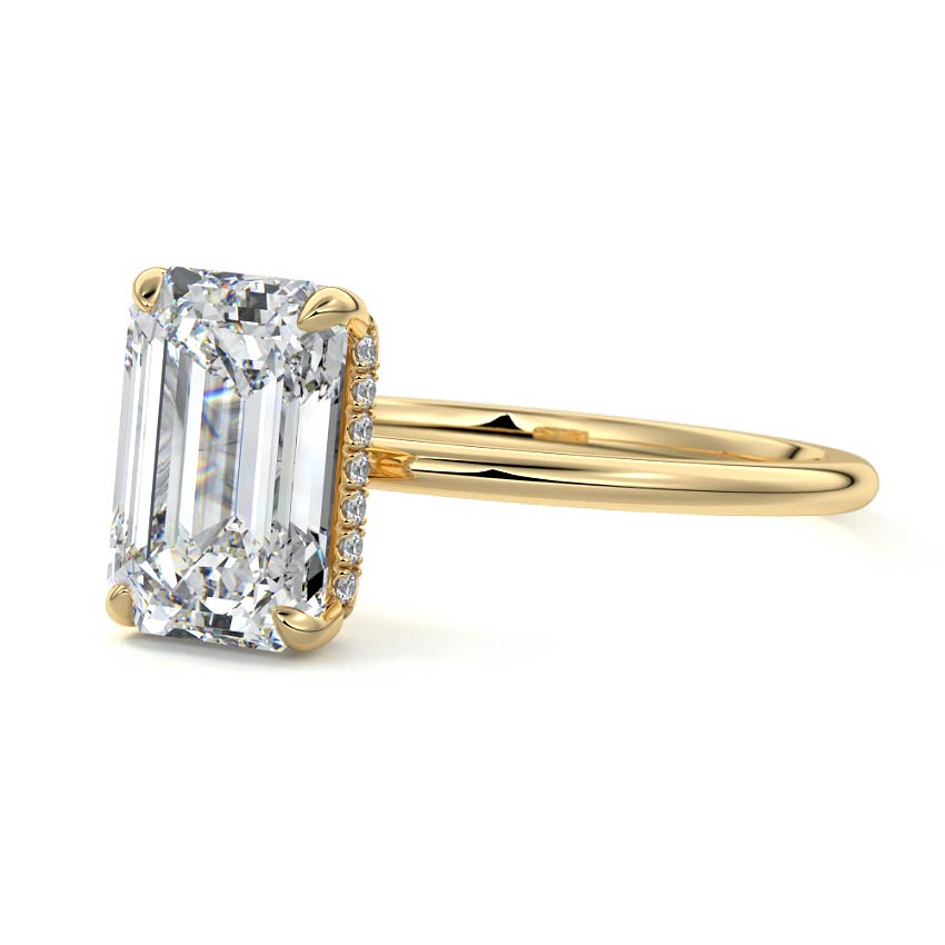 Yellow gold Emerald Diamond Hidden Halo Solitaire