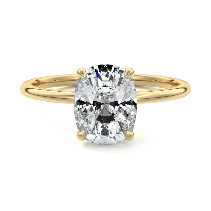 Yellow gold Cushion Diamond Hidden Halo Solitaire