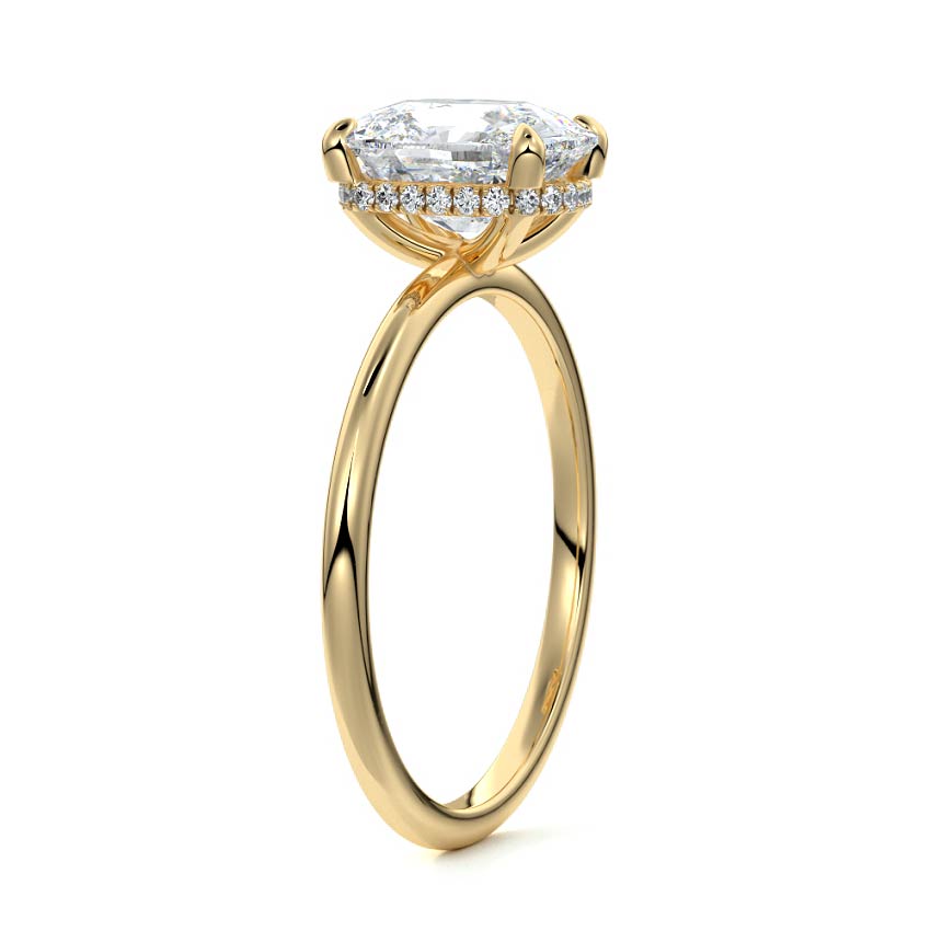 Yellow gold Cushion Diamond Hidden Halo Solitaire