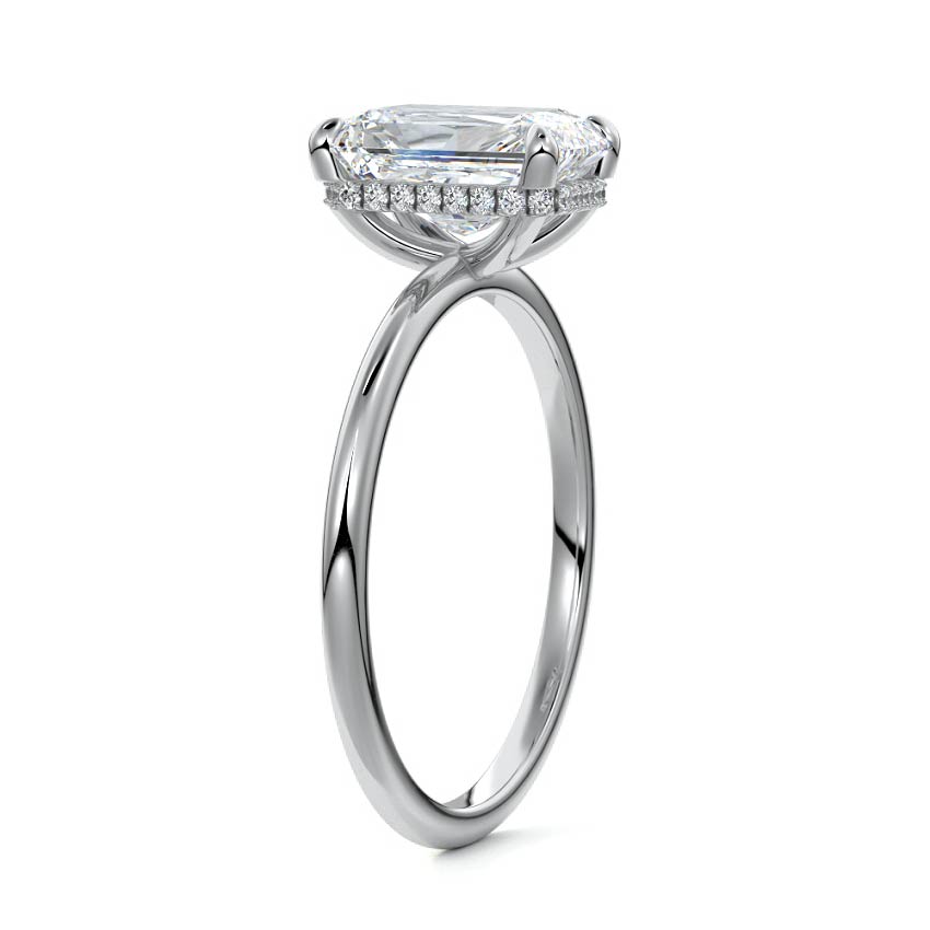 White gold Radiant Diamond Hidden Halo Solitaire
