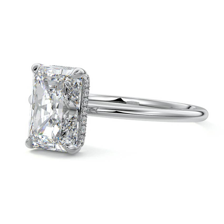 White gold Radiant Diamond Hidden Halo Solitaire