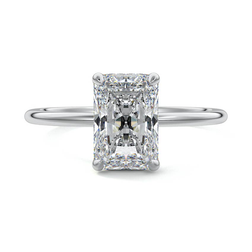 White gold Radiant Diamond Hidden Halo Solitaire