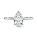 Silver Pear Diamond Hidden Halo Solitaire