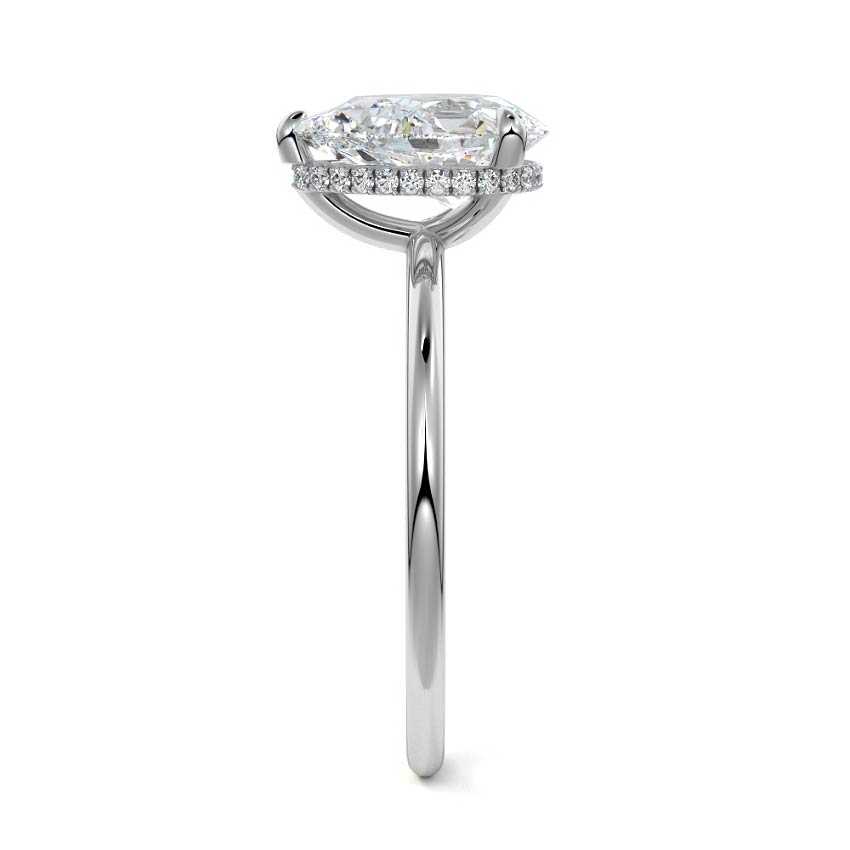 Silver Pear Diamond Hidden Halo Solitaire