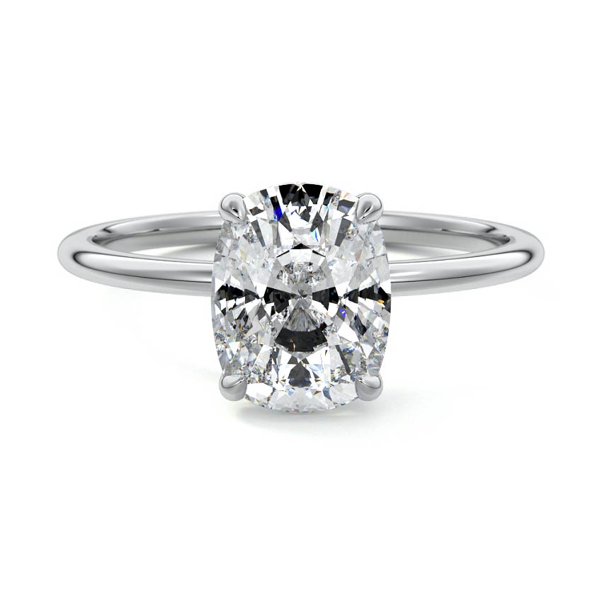 Silver Cushion Diamond Hidden Halo Solitaire