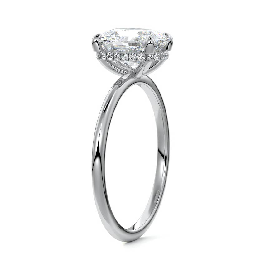 Silver Cushion Diamond Hidden Halo Solitaire