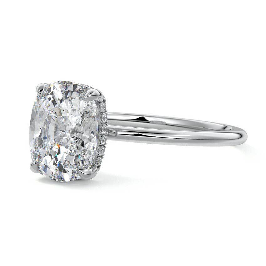 Silver Cushion Diamond Hidden Halo Solitaire