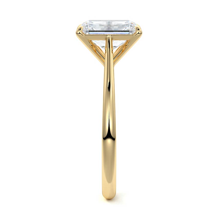 Yellow gold Radiant Diamond Solitaire Engagement Ring with Cathedral Setting