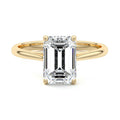 Yellow gold Emerald Diamond Solitaire Engagement Ring with Cathedral Setting