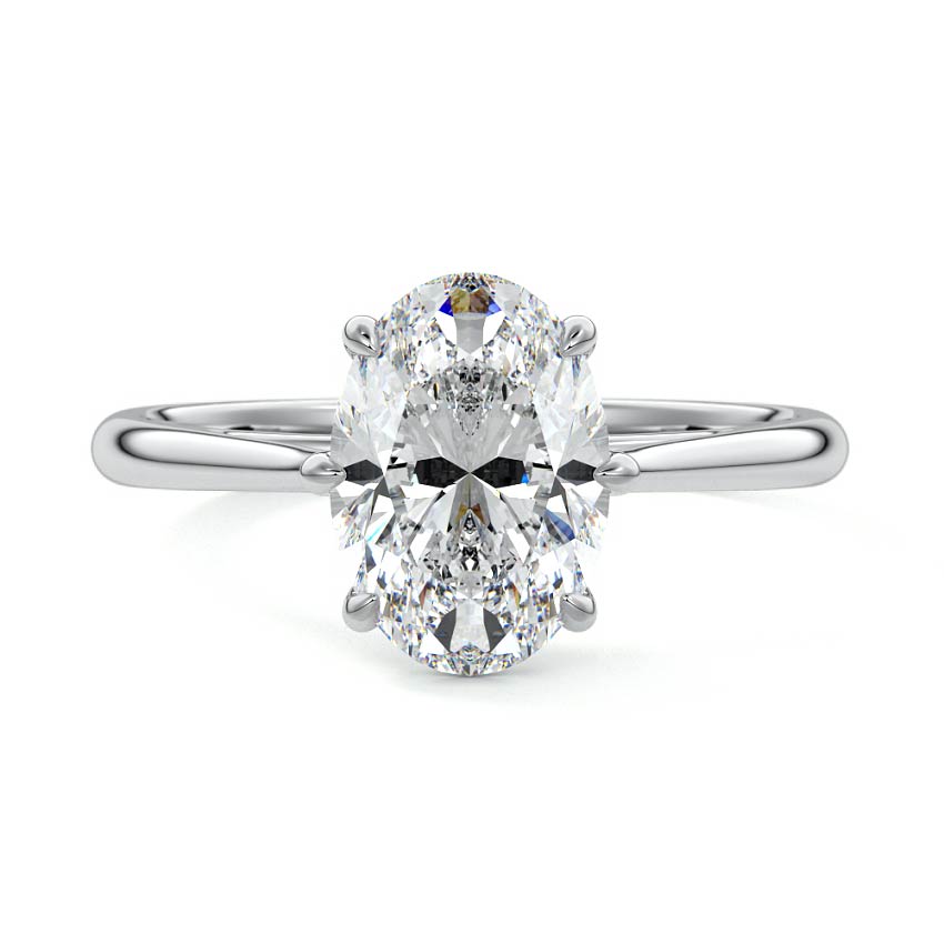 White gold Oval Diamond Solitaire Engagement Ring with Cathedral Setting