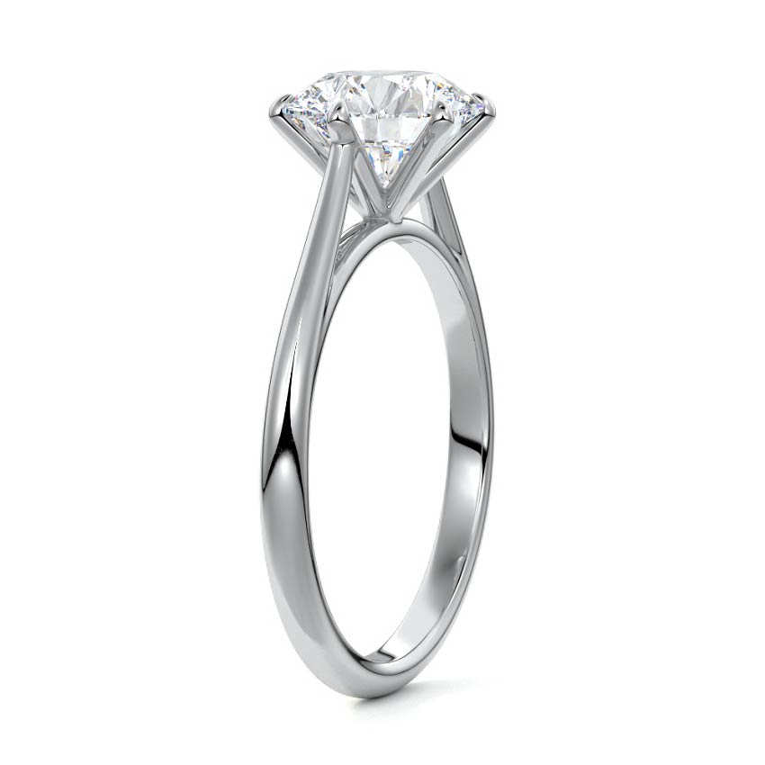 Silver Round Diamond Solitaire Engagement Ring with Cathedral Setting