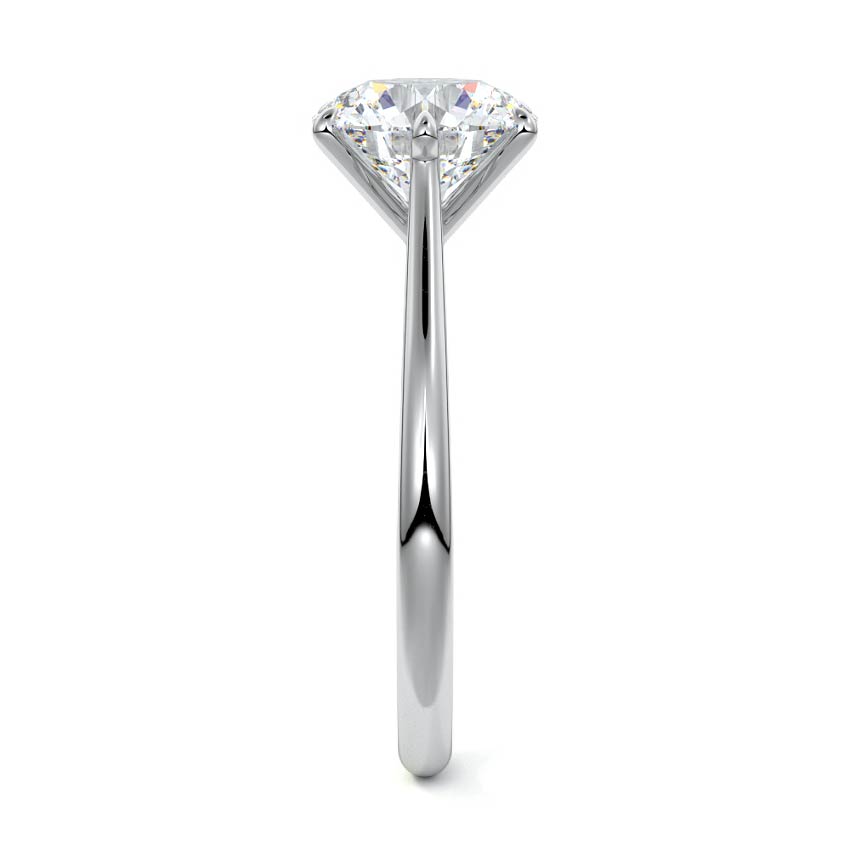 Silver Round Diamond Solitaire Engagement Ring with Cathedral Setting