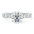 White gold Round Diamond Engagement Ring with Prong Setting and Pave Band