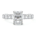 White gold Radiant Diamond Engagement Ring with Prong Setting and Pave Band