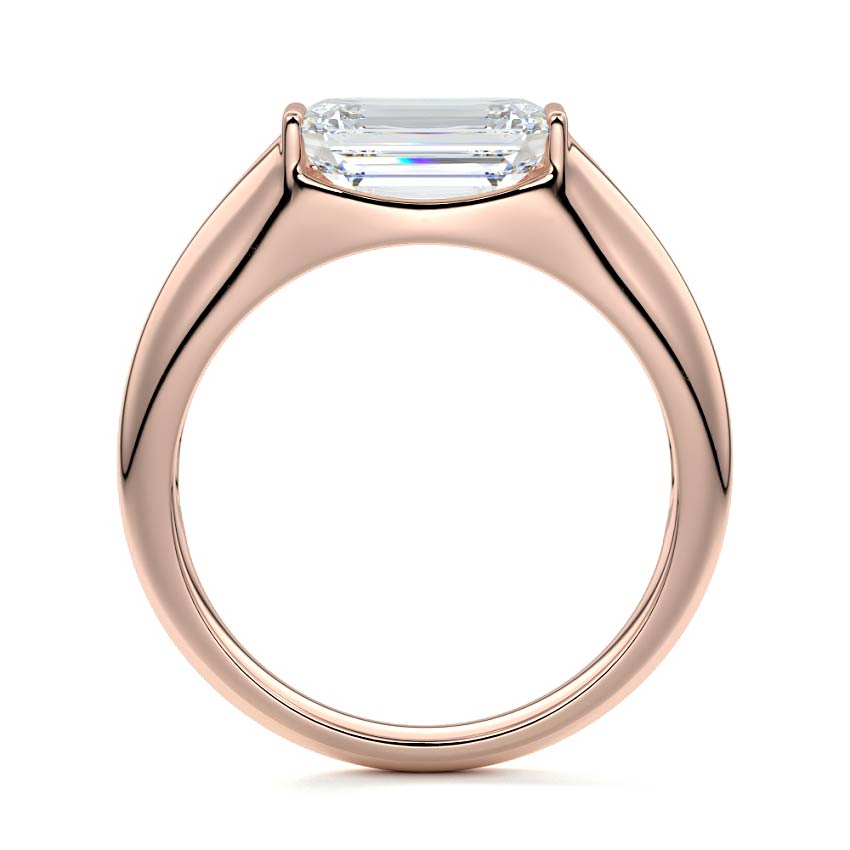 Rose gold Emerald Diamond Solitaire Engagement Ring with Bezel-Inspired Setting
