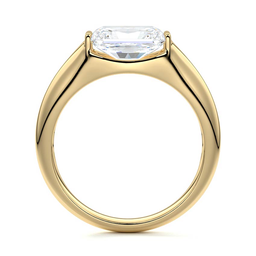 Yellow gold Radiant Diamond Solitaire Engagement Ring with Bezel-Inspired Setting