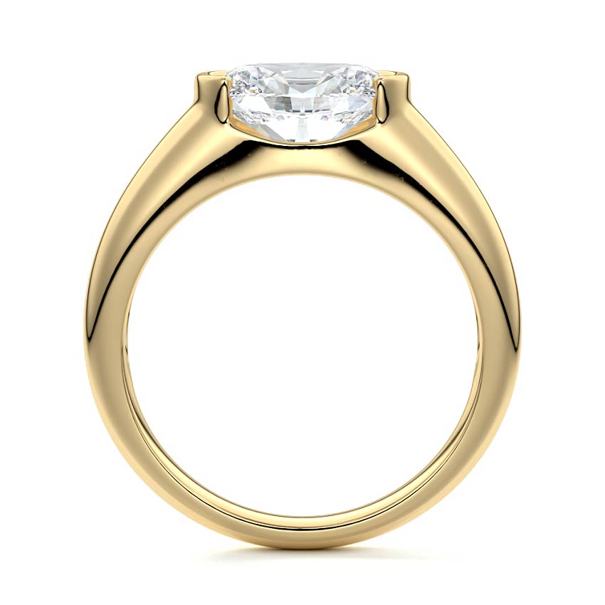 Yellow gold Oval Diamond Solitaire Engagement Ring with Bezel-Inspired Setting
