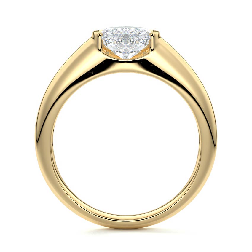 Yellow gold Heart Diamond Solitaire Engagement Ring with Bezel-Inspired Setting
